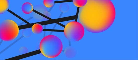 Line points connections geometric landing page background. Fluid circles and spheres with liquid gradients. Vector Illustration For Wallpaper, Banner, Background, Card, Book Illustration, landing page