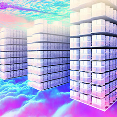 ai generated  illustration of Cloud computing concept in pastel color .