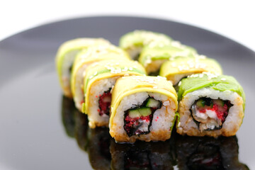 Avocado roll japanese food style. High quality photo