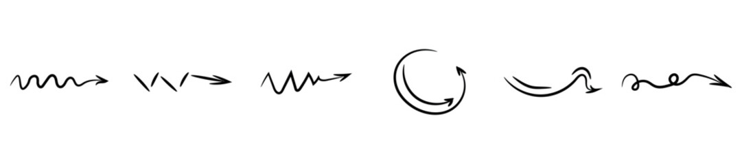 Collage of different arrows on white background