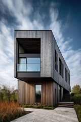 Fototapeta premium Modern Concrete House Generative AI