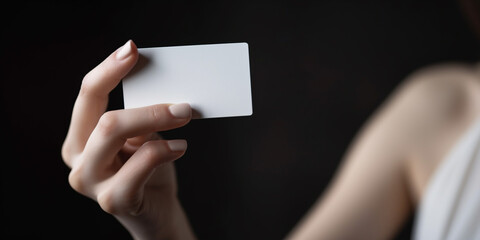 Obraz premium Woman hand holding white card Generative AI