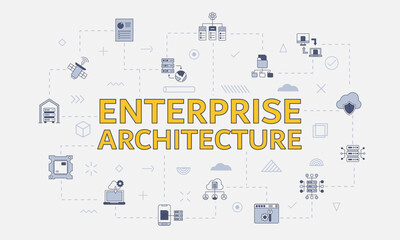 enterprise architecture concept with icon set with big word or text on center