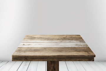 an empty room with a wooden table in front of it. template for designers. Generative AI