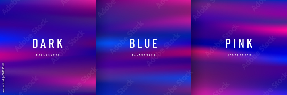 Canvas Prints set of blue and pink gradient blurred background, colourful abstract fluid liquid shape design templ