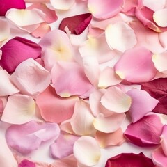 Fototapeta na wymiar バラの花びらと花のクローズアップ背景。ロマンチックな休日の構図GenerativeAI