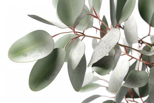 Eucalyptus branch in minimalist vase leaves light tone pastel minimalism modern decor generative ai