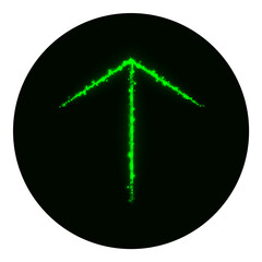 Arrow icon of green lights on black background