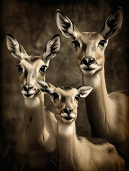 Naklejka premium Antelope family cute portraitt