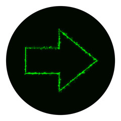 Arrow icon of green lights on black background