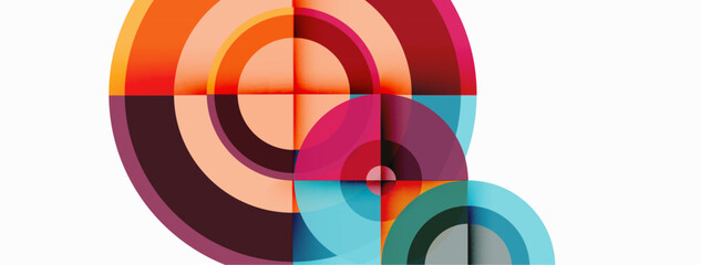 Obraz premium Circles with shadows trendy minimal geometric composition abstract background