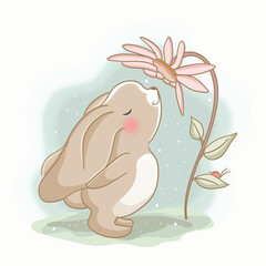 easter day rabbit bunny illustration vector, cute rabbit vector easter greeting card template