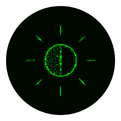 Brightness icon of green lights on black background