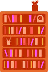 Flat Square Rectangular Bookshelf Vector Illustration