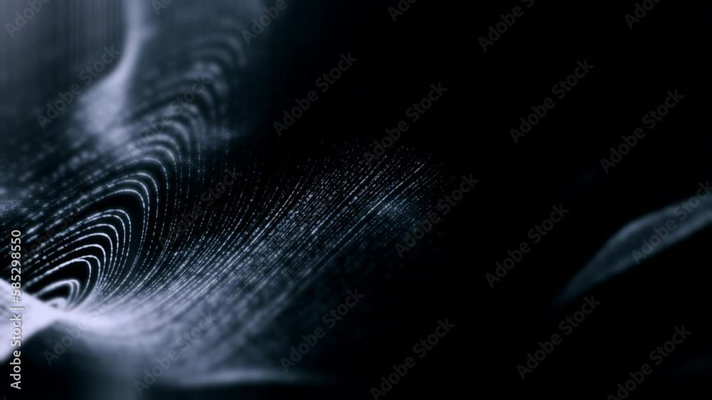 Poster Abstract digitally generated motion graphic de-focus flowing particles in virtual reality cyber space environment background