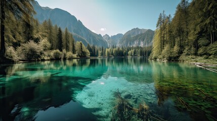 Fantastic mountain lake in Triglav national park. Located in the Bohinj Valley of the Julian Alps. Dramatic unusual scene. Slovenia, Europe. Beauty world.