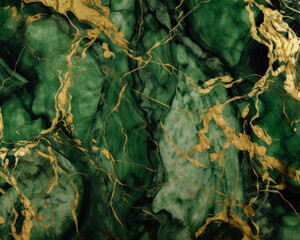 Green and gold black marble background