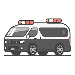 警察車両・事故処理車・のイラスト　緊急車両・赤色灯・サイレンを装備・交通整理・交通事故の対応をする
