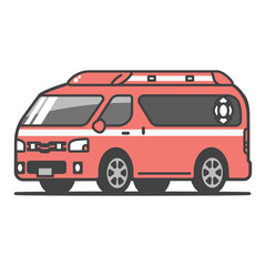 Fototapeta na wymiar 消防車・現場指揮車のイラスト　緊急車両・赤色灯・サイレンを装備・火災現場で命令をする