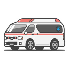 救急車のイラスト　緊急車両・赤色灯・サイレンを装備・病院へ患者を運ぶ