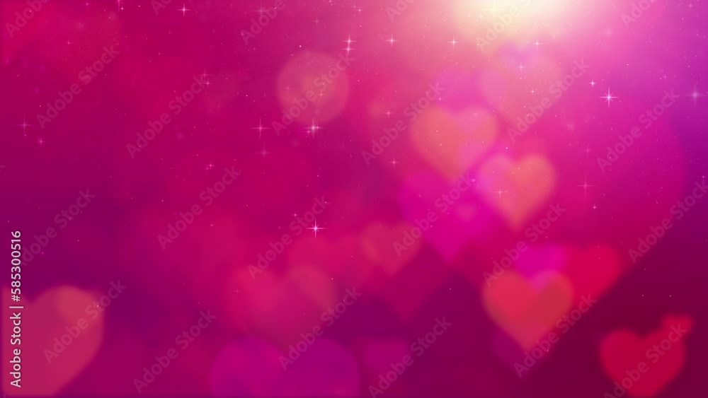 Poster happy valentine decoration theme with de-focused floating hearts and particles loop background anima