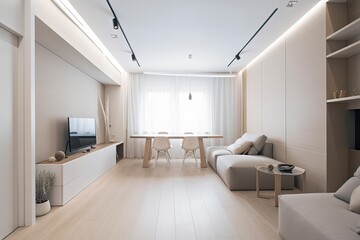 Fototapeta na wymiar modern interior design concepts. Hotel suite living room. Modern bright interiors. Generative Ai.