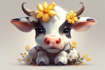 cow with flower