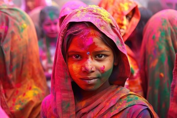 portrait of a person with painted face Hodi decoration festival. 