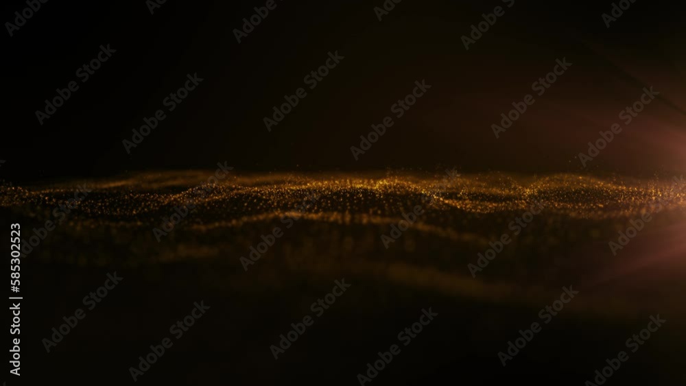 Poster Abstract digitally generated motion graphic de-focus flowing particles in virtual reality cyber space environment background