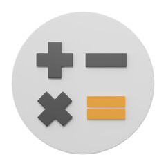 Fototapeta premium 3D render, Calculator icon sign isolated on transparent background.