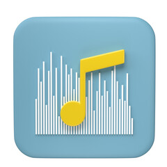 3D rendering, Music note icon isolated on transparent background. Design element for song, melody.