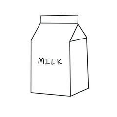 milk carton box food breakfast hand drawn doodle organic line