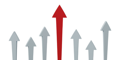 3D Business chart arrow economy financial isolated on transparent background. Success investment strategy concept.