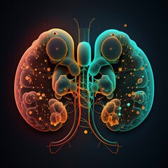 Human kidneys Medical and health care conceptual illustration, 3d render, Generate Ai.