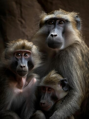 Mother and baby baboon portrait, baboon photography 