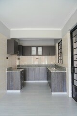 Modern interior design units with beautiful lighting and spacious kitchen