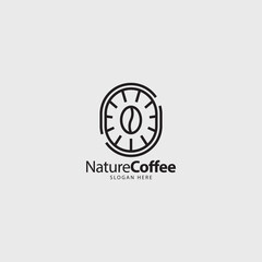 nature coffee bean logo with line art style