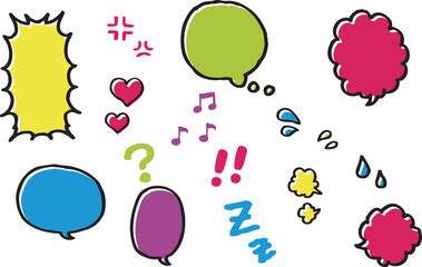 シンプルな手描きのフキダシ記号セット