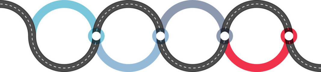 Road infographics template with four elements with place for your icons and text