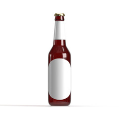 Amber glass beer bottle with with label