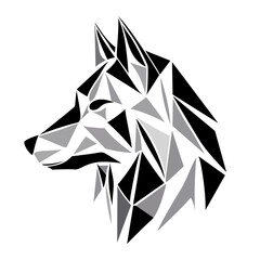 Wolf logo design. Abstract black polygon wolf head. Calm wolf face. Vector illustration © chekman