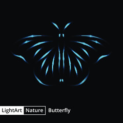 Fototapeta na wymiar Butterfly silhouette of lights on black background