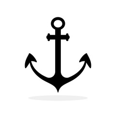Anchor black icon. Anchor shape symbol. Vector illustration. Anchor icon isolated