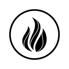 Fire black icon. Abstract flame symbol. Vector illustration. Fire logo isolated