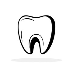 Tooth black icon. Tooth shape symbol. Vector illustration. Tooth icon isolated