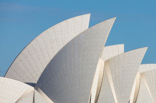 Sydney Australia April 4th 2019 - Close up view of the sails on the iconic Sydney Opera House on a spring day