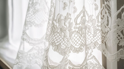 AI art lace curtain illustration レースのカーテンのイラスト
