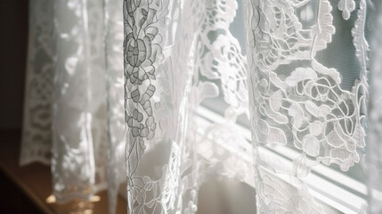 AI art lace curtain illustration レースのカーテンのイラスト