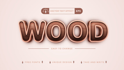 Wood Stroke - Editable Text Effect, Font Style