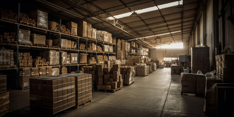 Fototapeta premium warehouse located inside the factory Generative AI